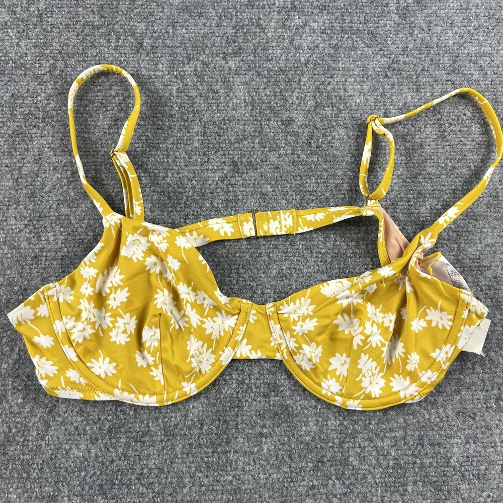 Madewell Bikini Top Womens Large Yellow Floral Underwire Swim Lined Adjustable